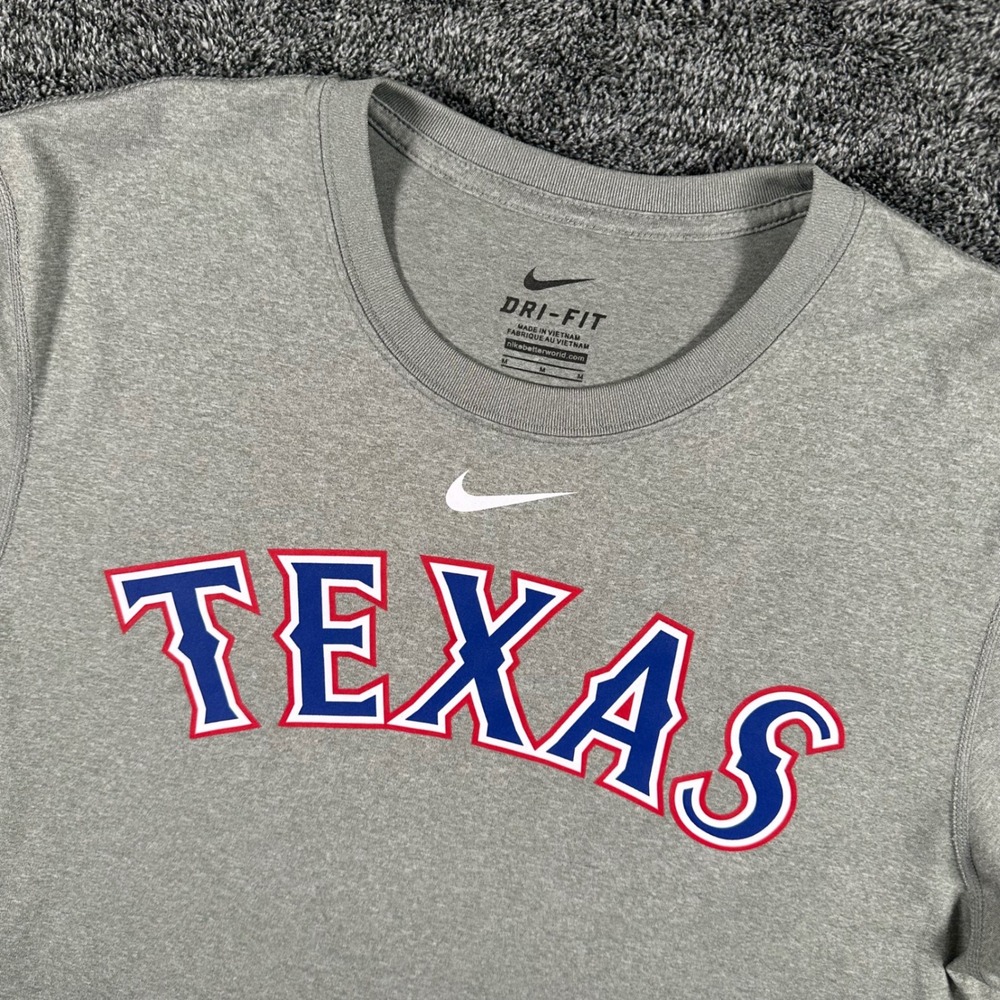 Texas Rangers Nike T-Shirt Mens M Gray MLB Baseball Dri-FIT Authentic Collection